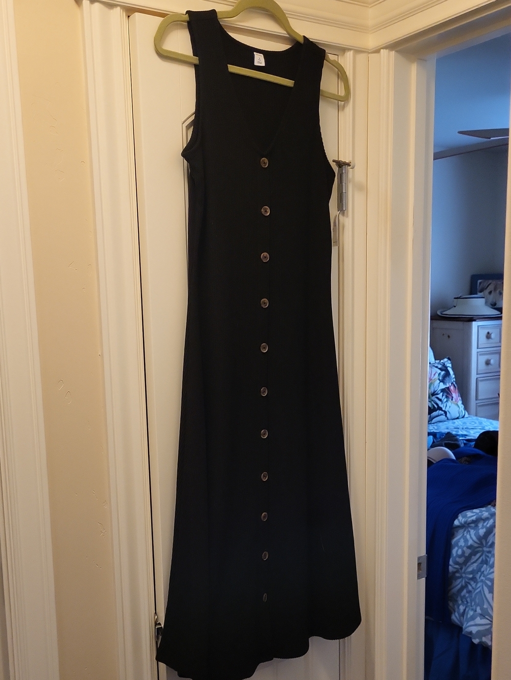 Sleeveless Black Button-Front Midi Dress